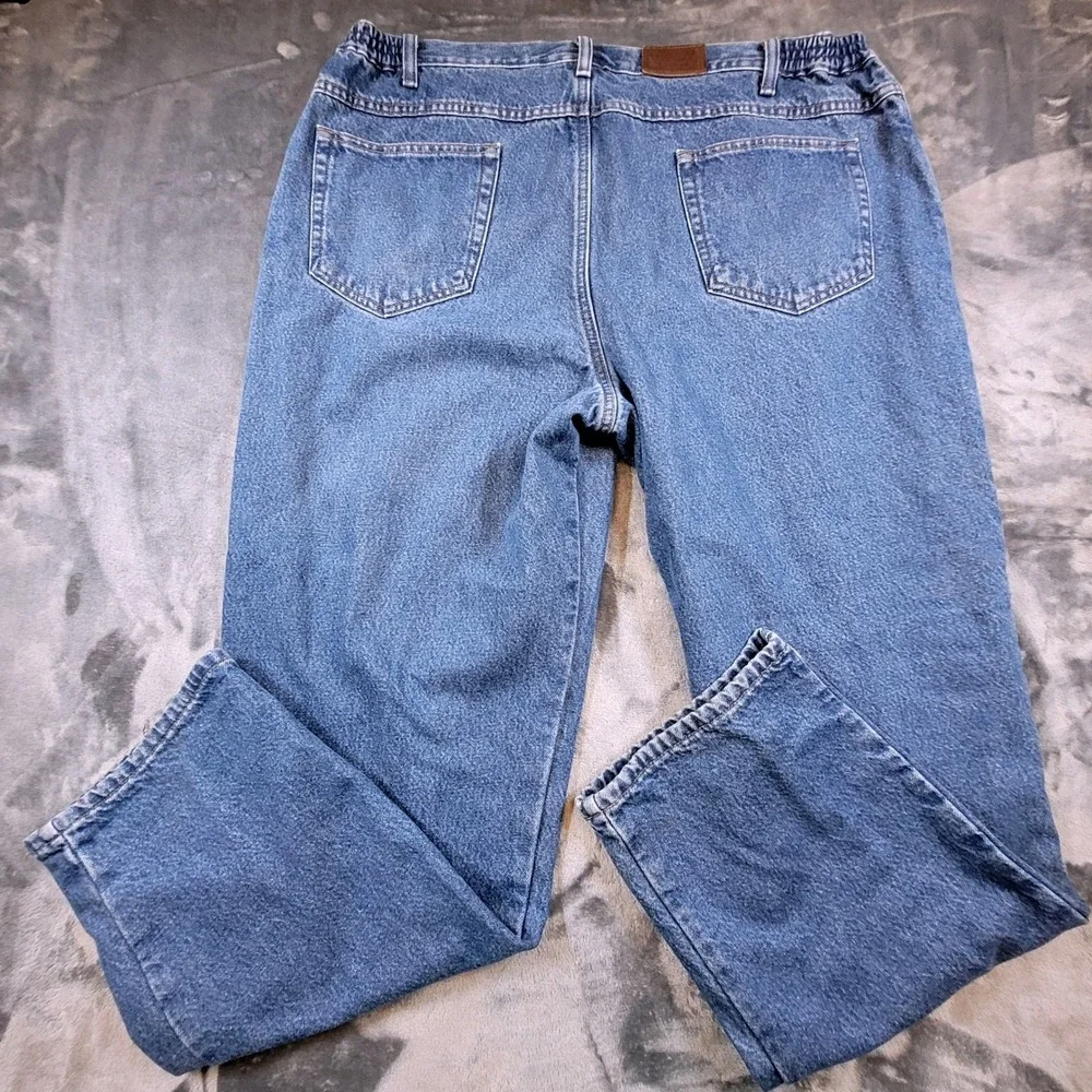 VTG LL Bean Double L Comfort Waist Flannel Lined Jeans Mens 42x32 Blue Denim
